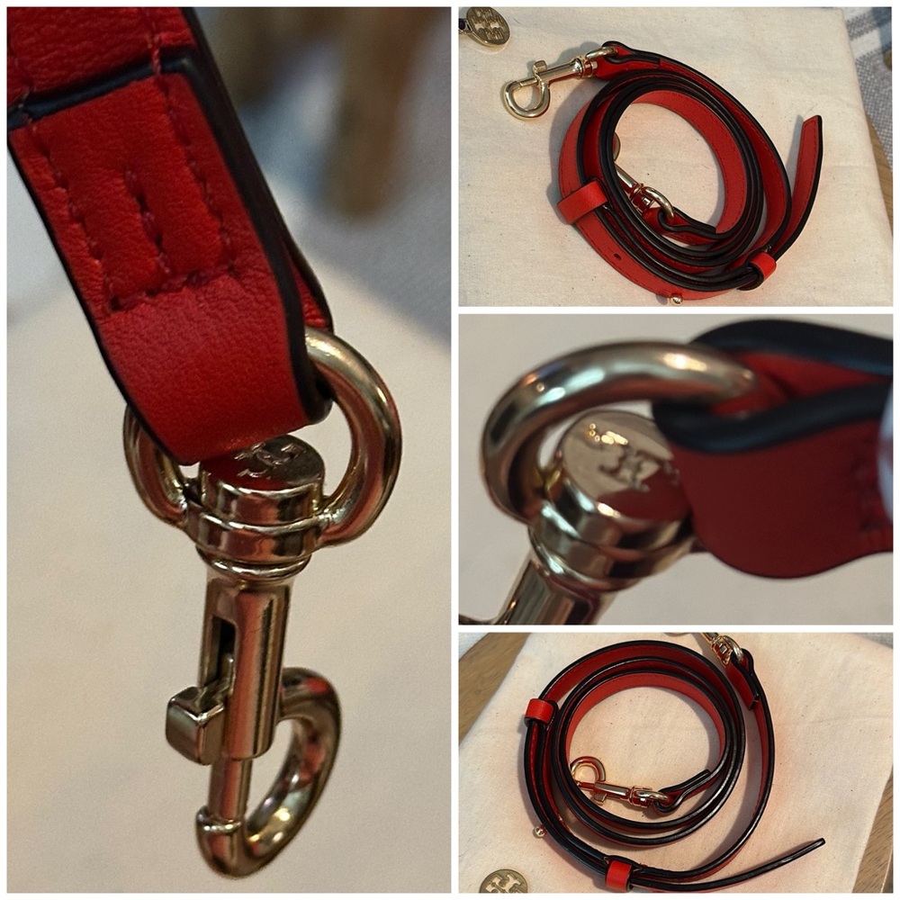 TORY BURCH Block T Leather Top Handle Crossbody Bag in Red, EUC - Picture 16 of 16